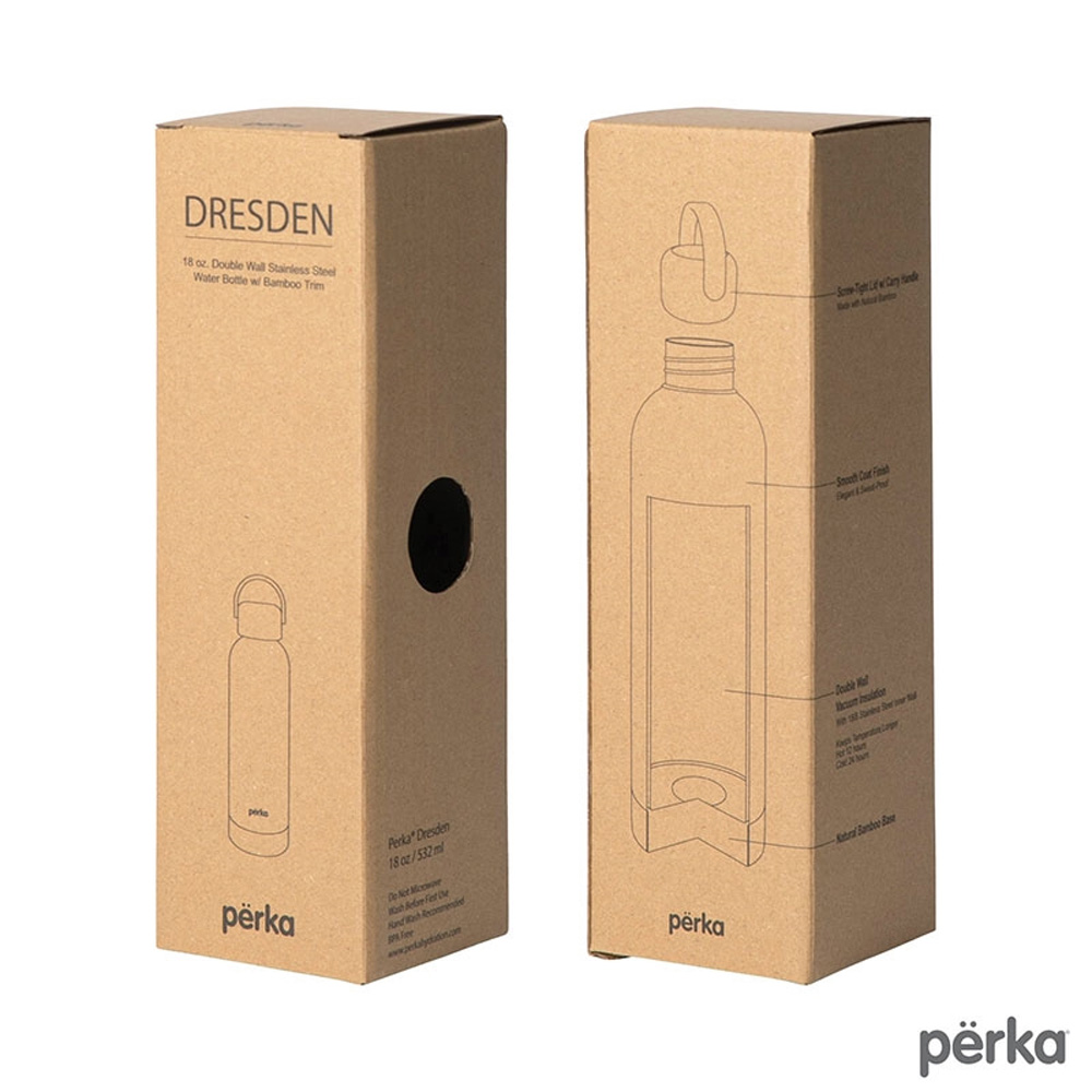 Perka® Stainless Steel Insulated Bottle with Bamboo Lid | 18 oz