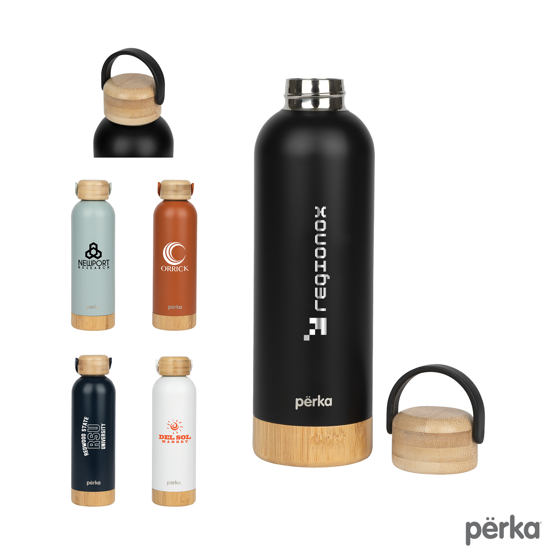 Perka® Stainless Steel Insulated Bottle with Bamboo Lid 18 oz