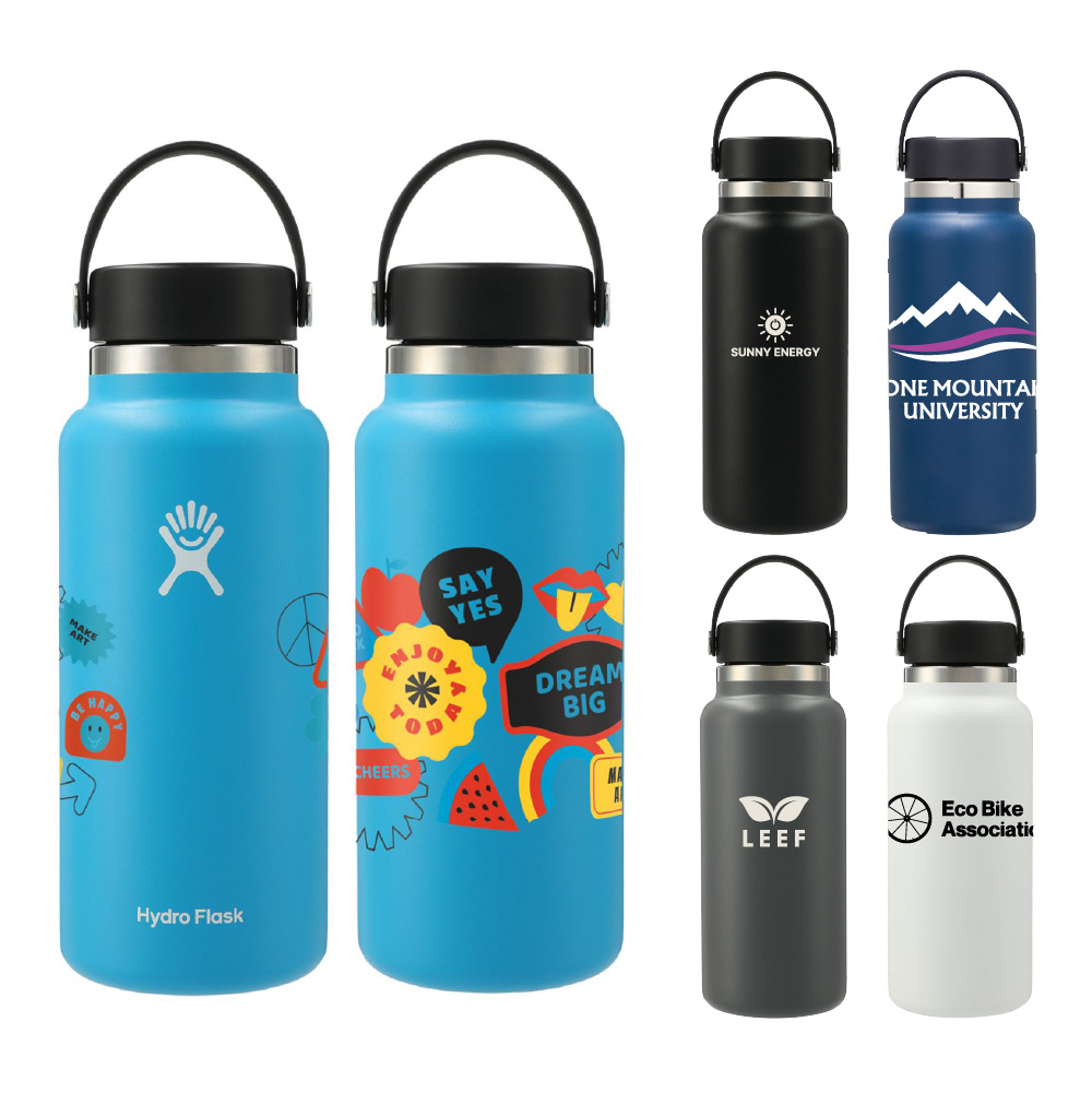 Hydro Flask® 32 oz Wide Mouth Insulated Tumbler in pacific, indigo, white, stone, and black