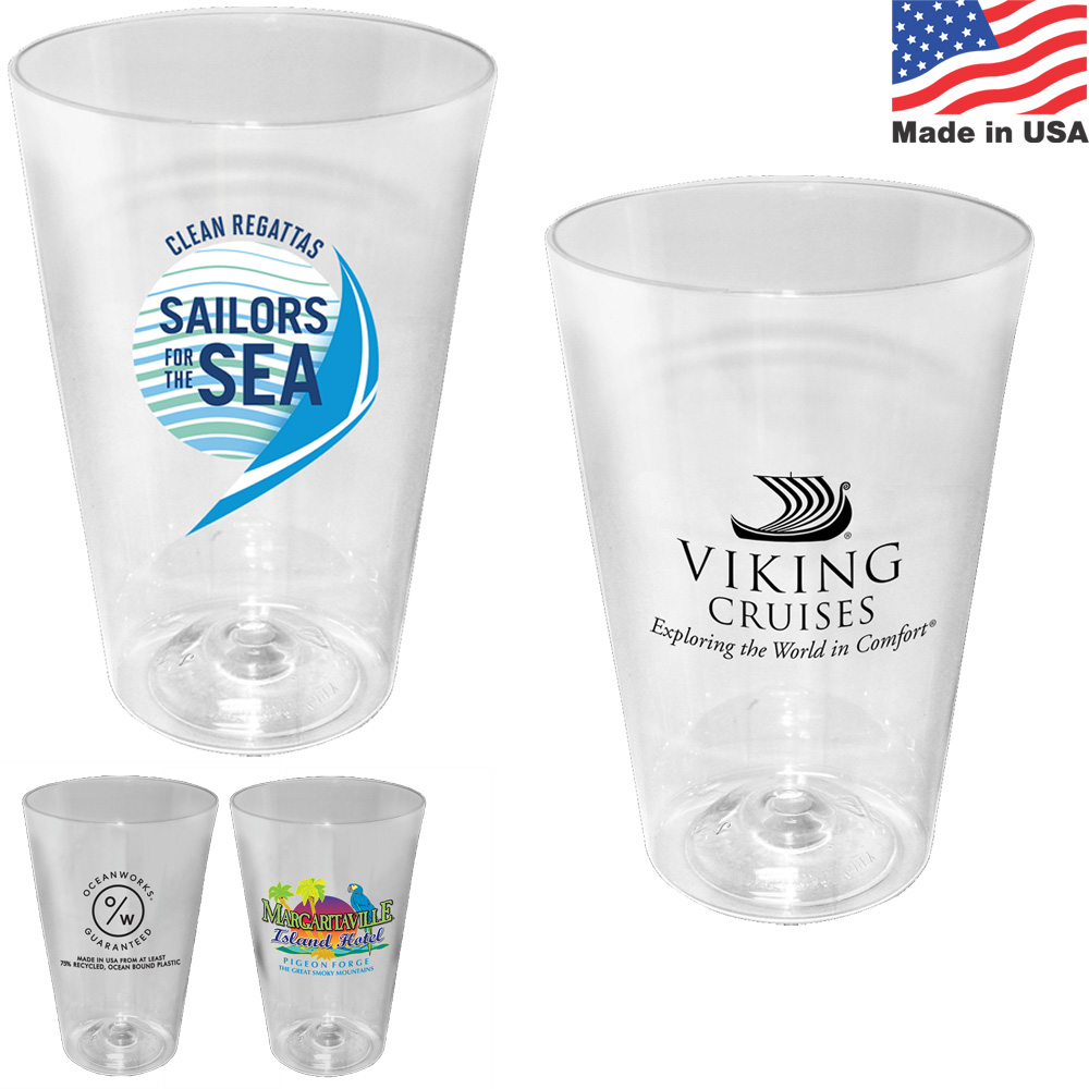 Recycled Ocean Plastic Pint Glass USA Made | 16 oz