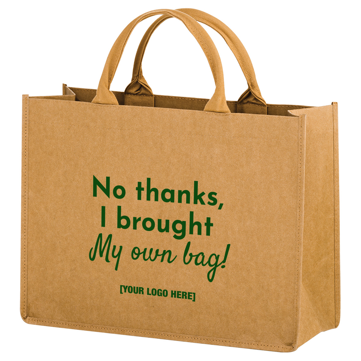 Washable Kraft Paper Tote Bag | Contoured Handles