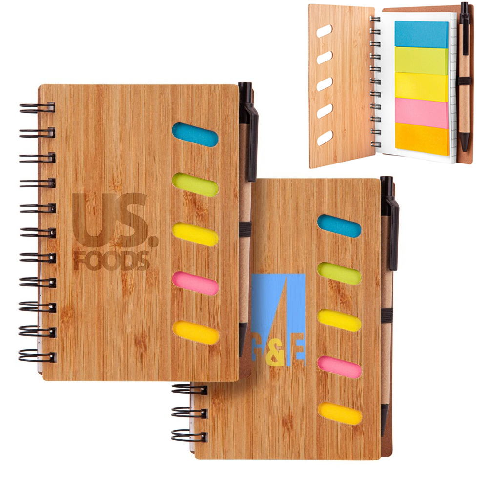 Bamboo Notebook with Pen & Sticky Note Set | 5x6
