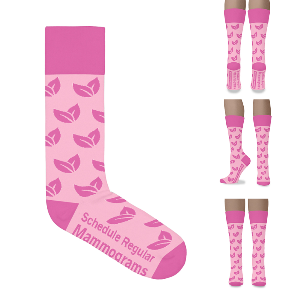 Breast Cancer Awareness Custom Cotton Crew Socks | USA Made Option 1