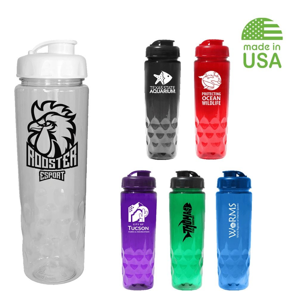 Recycled Ocean Bound Plastic Water Bottle Flip Top Lid | USA Made | 24 oz