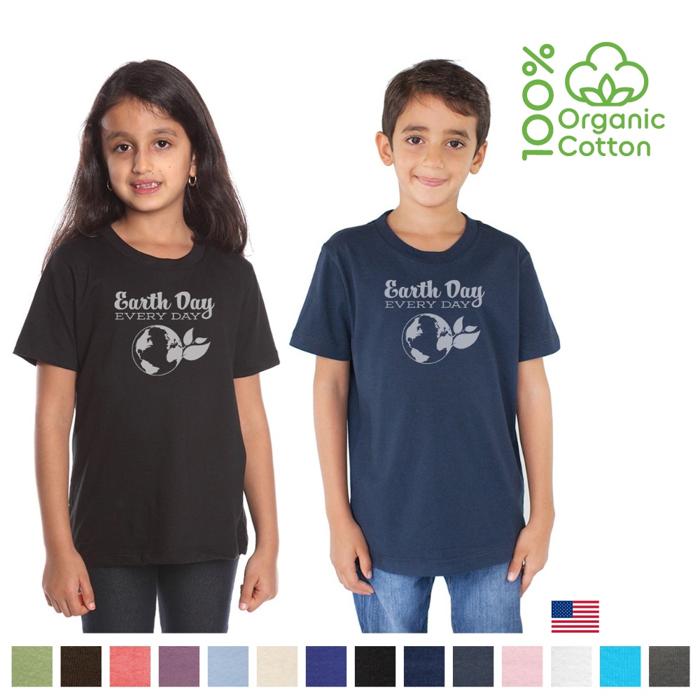 Youth customizable organic cotton USA made short sleeve t-shirt