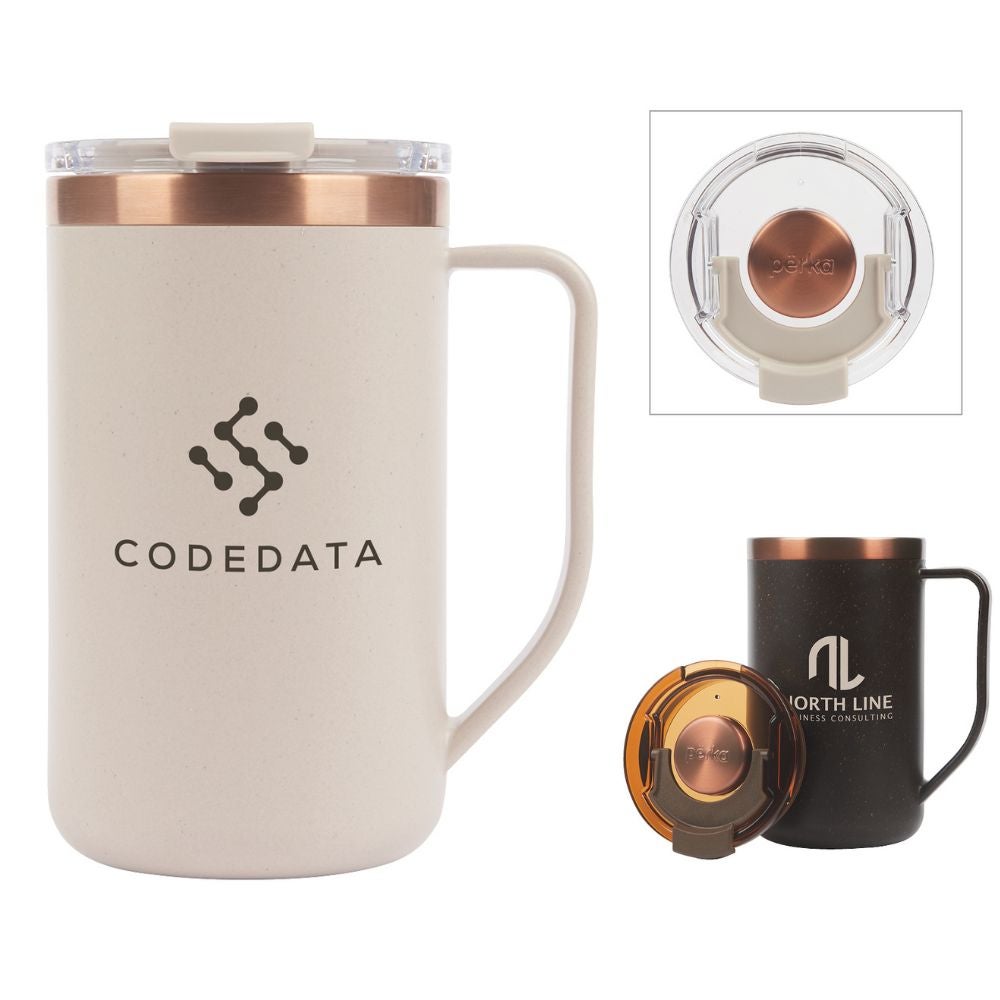 Recycled Stainless Steel Coffee Ground Perka® Handle Mug | 15 oz