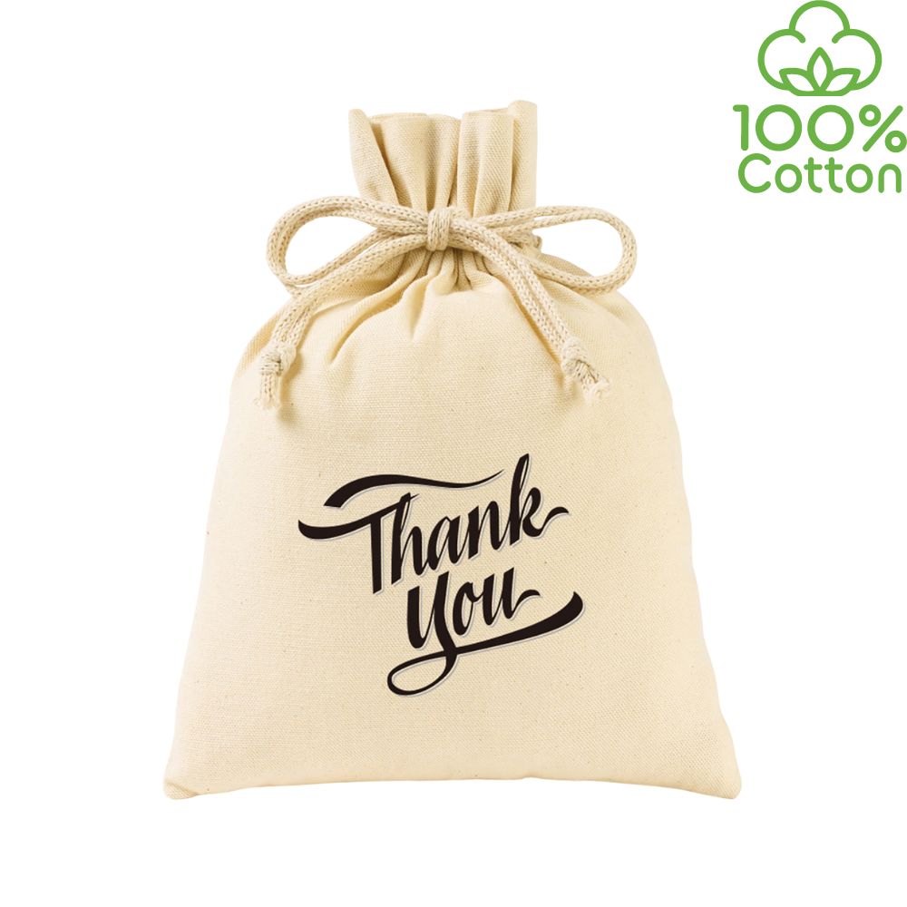 Sustainable Cotton Canvas Drawstring Gift Bag Pouch | 8x12