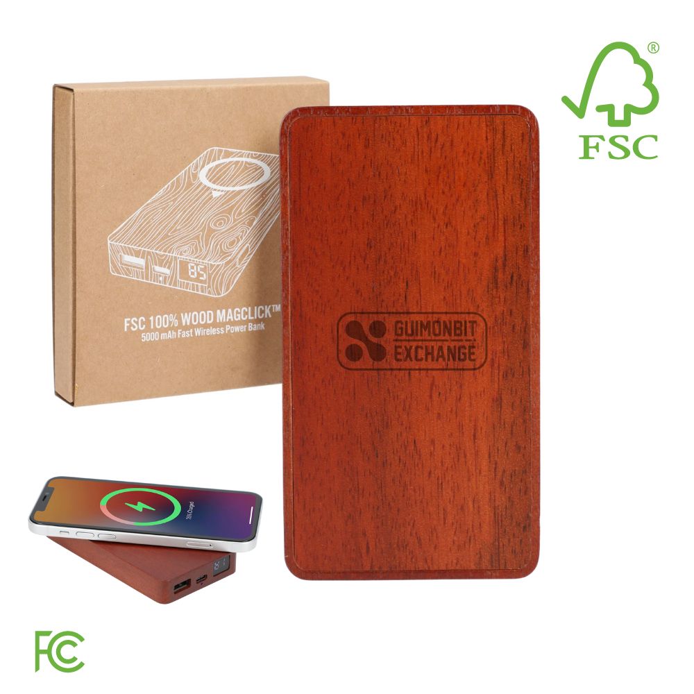 100% Wood Wireless Magnetic Power Bank | FSC Certified