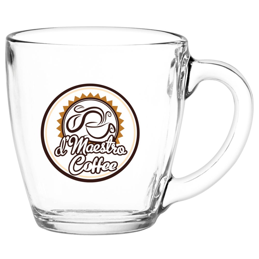 Clear Glass Bistro Coffee Mug with Handle | 16 oz