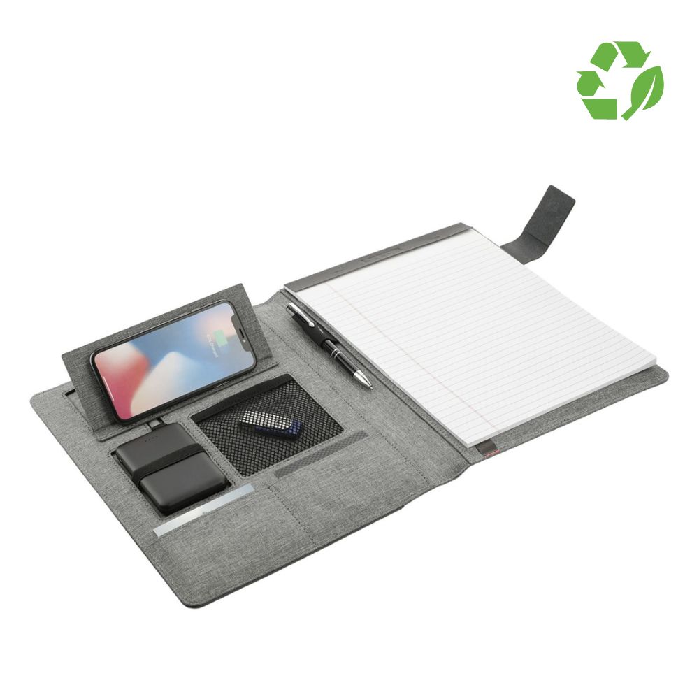 RPET Padfolio with Wireless Charger | FSC Writing Pad