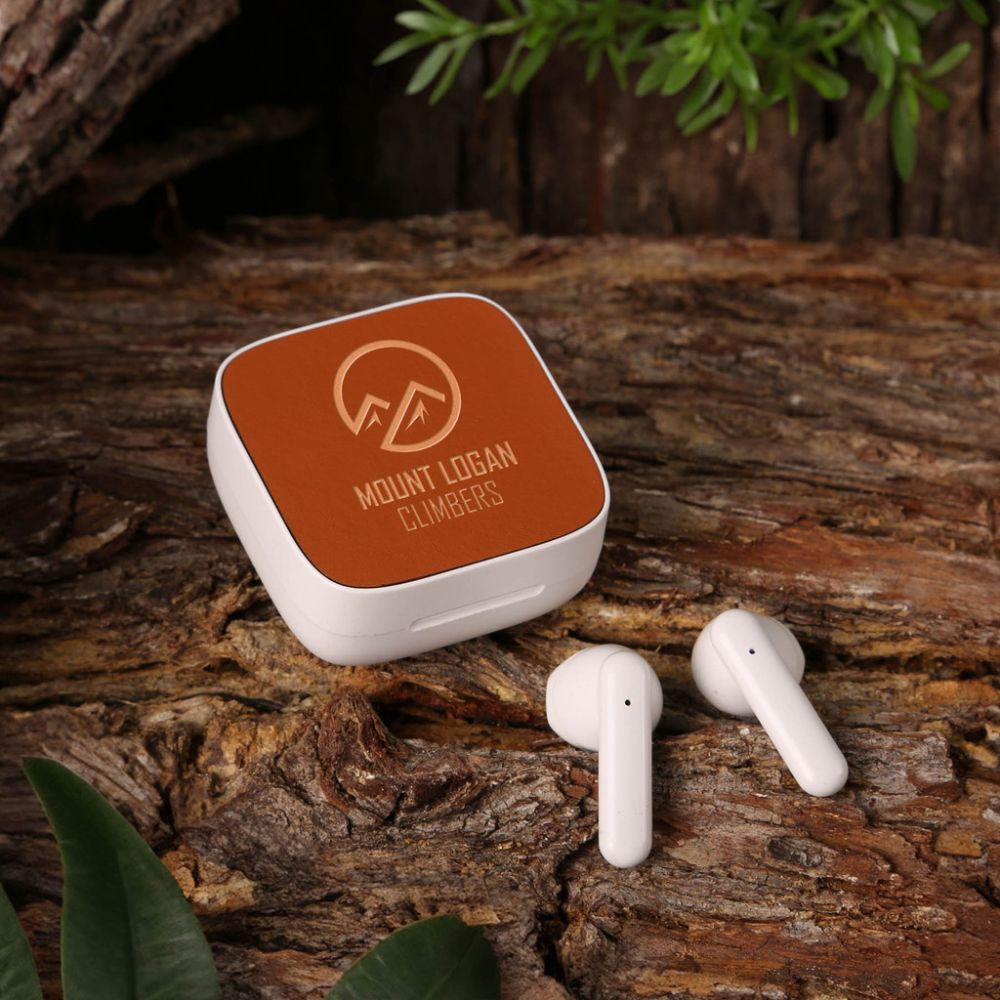Sustainable Recycled Plastic & Leather Wireless Earbuds