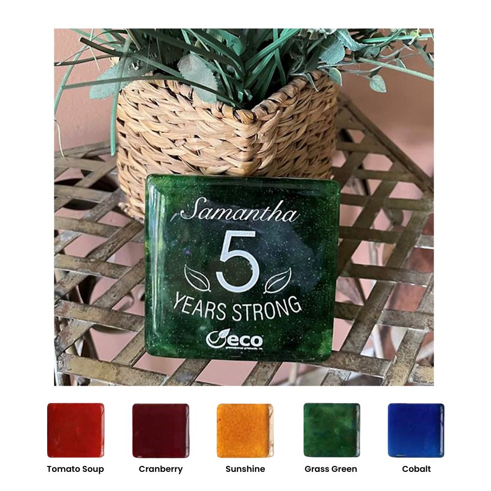 Recycled Glass Coaster Award Gift | USA Made | 4" Square