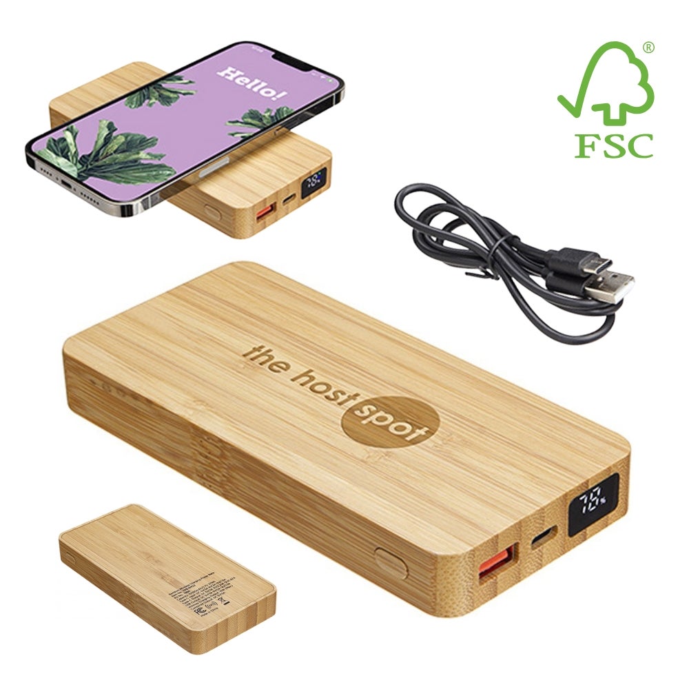 Wireless Bamboo Power Bank | 10,000 mAh