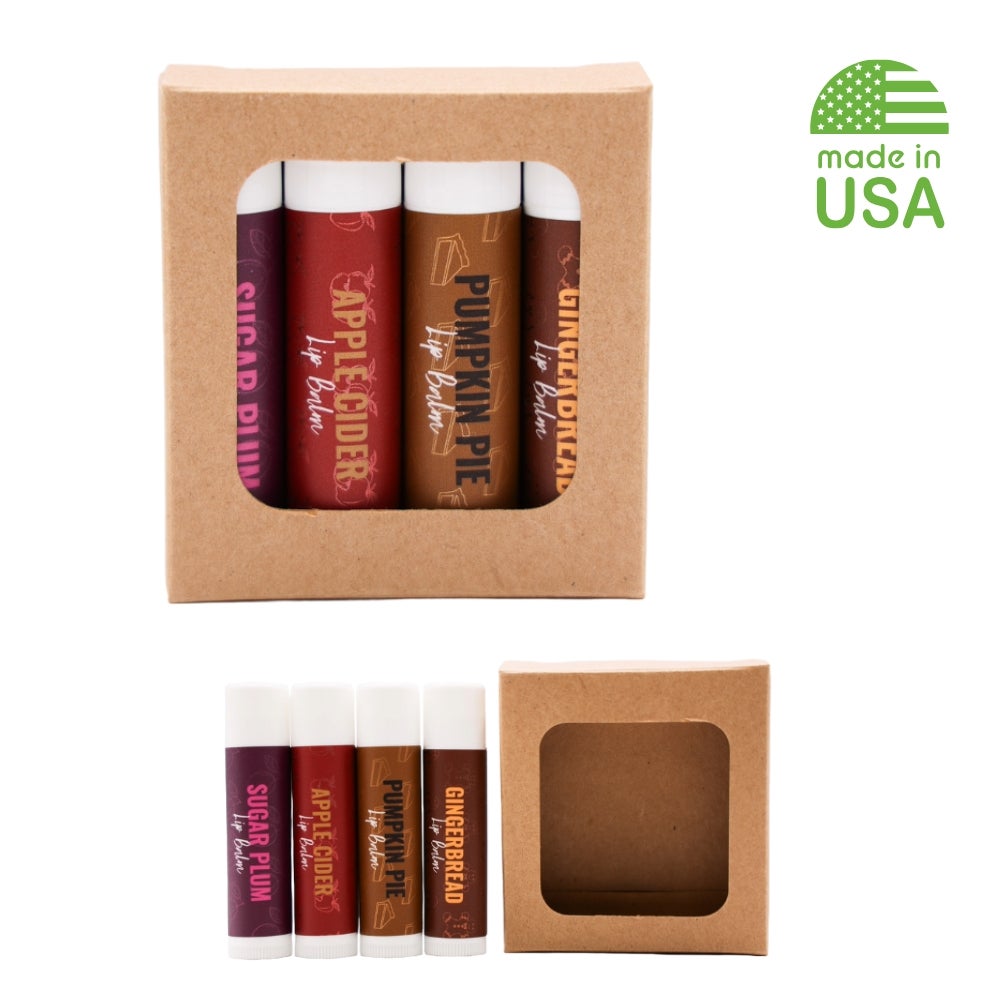 USA Made Holiday Lip Balm, 4 Pack