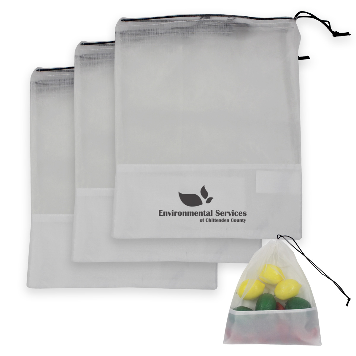 3 PC. MARKET MESH Produce Bag SET WITH 100% RPET MATERIAL