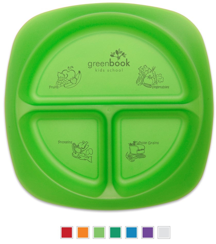 Kids portion plate, custom portion plate imprinted portion plate