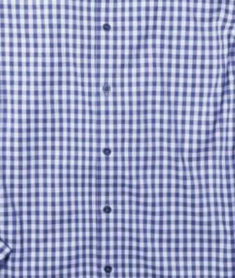 Blue gingham 4 way eco stretch recycled shirt