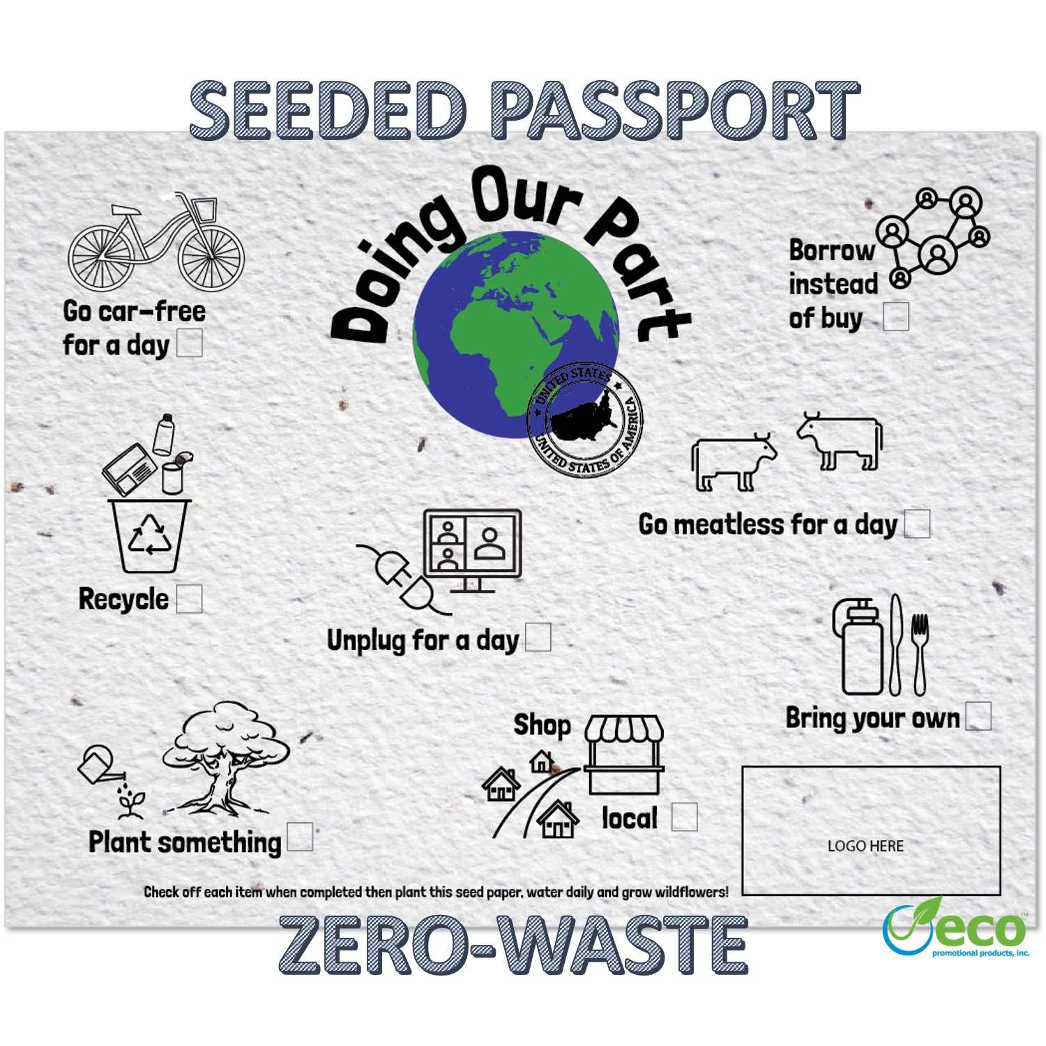 Eco Exclusive Environmental Seeded Waste-Free Passport | 8x11 | USA Made