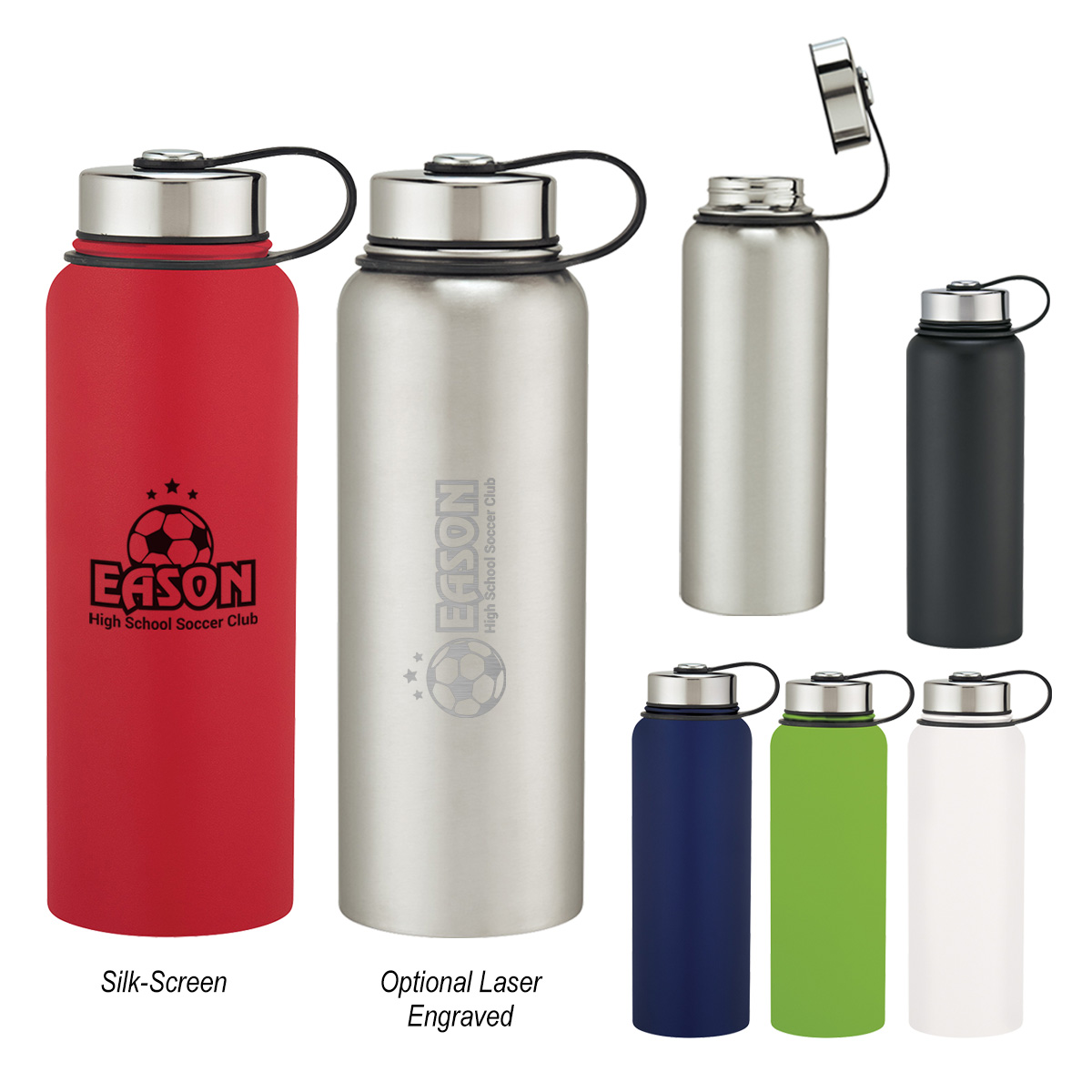 Double Wall Stainless Steel Water Bottle 40 ounce Large Capacity Reusable Insulated Water Bottle