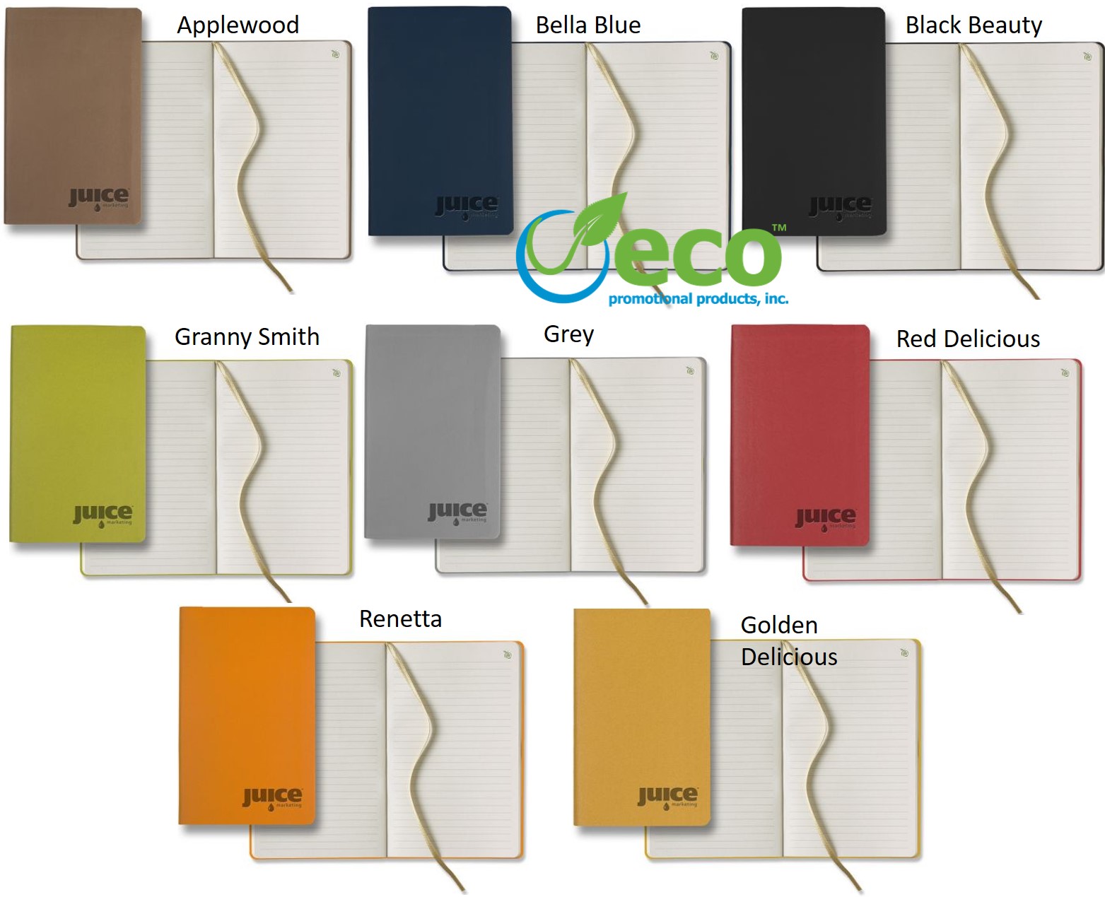 Custom Eco Apple peel recycled medium size journal colors
