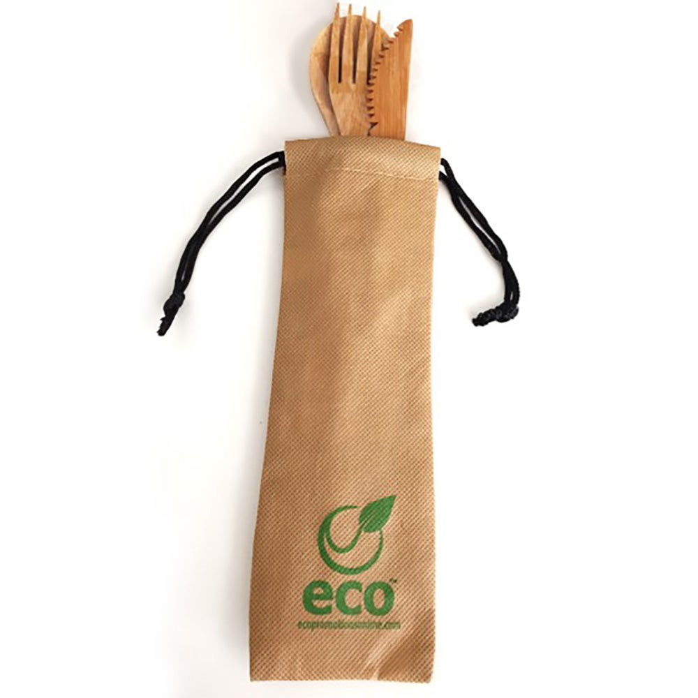 Bamboo Utensil Set In Custom Pouch