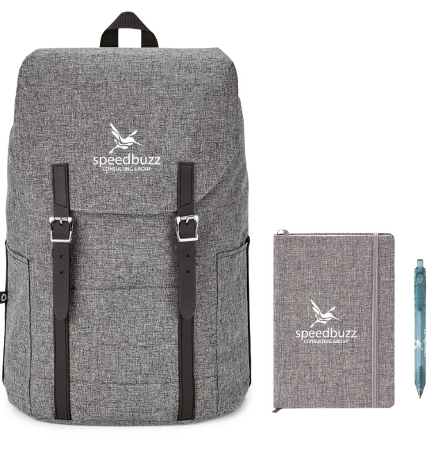 Custom Branded Flip Top Backpack Notebook Pen Bundle | 17x12