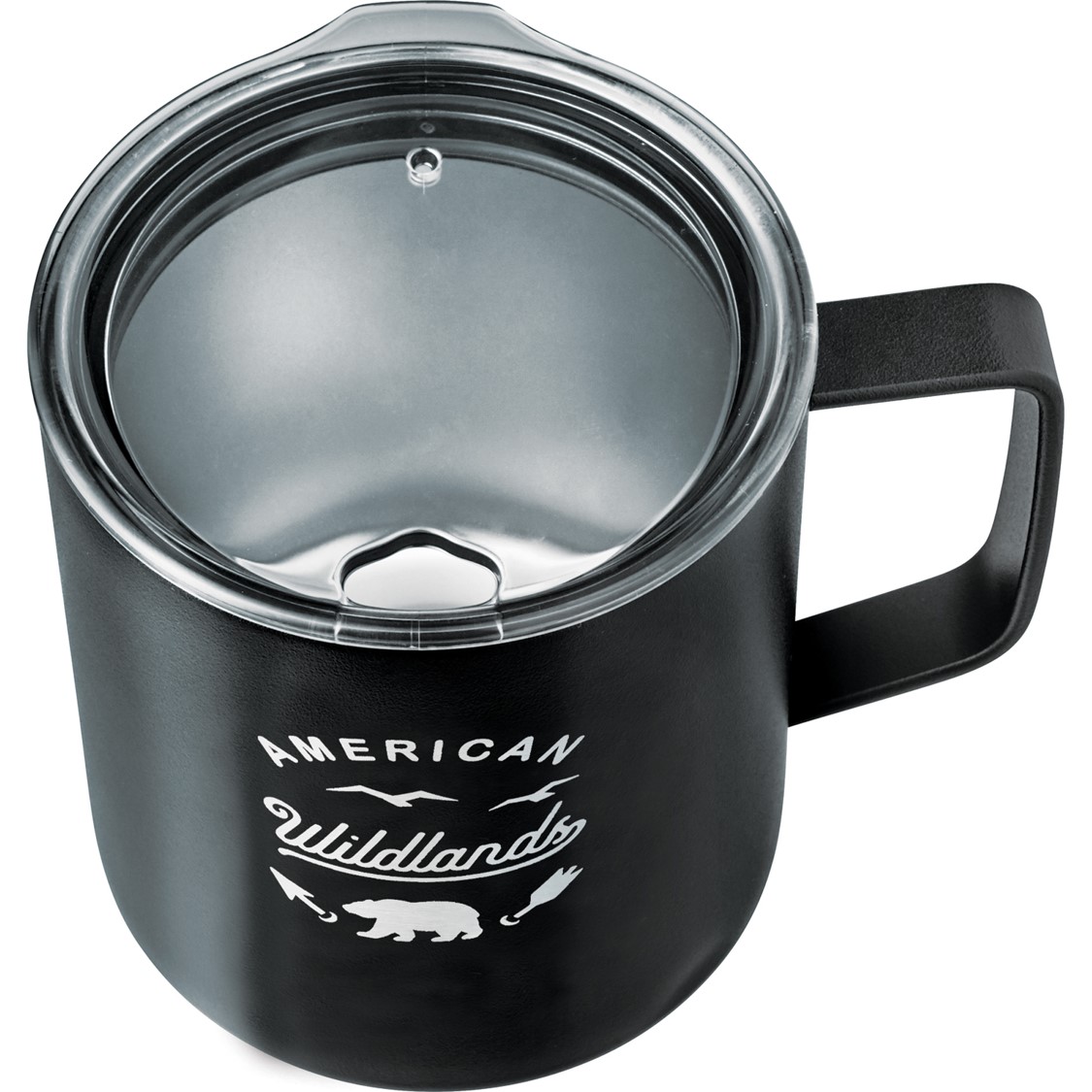 Insulated stainless steel powder coated camper mug with lid