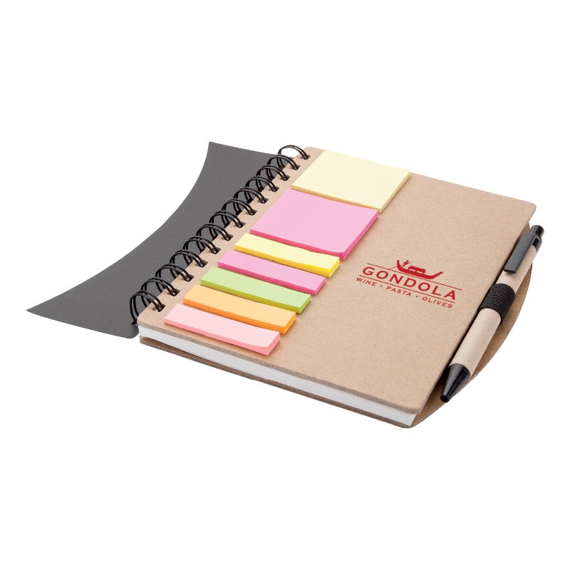 mini notebook with pen and sticky notes recycled promotional product
