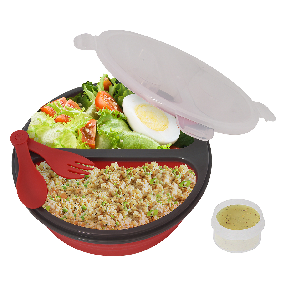 Collapsible Lunch Set with Utensils and Dressing Container