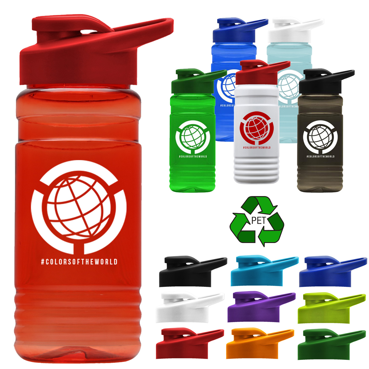 20 oz. Recycled PETE Bottle With Drink-Thru Lid