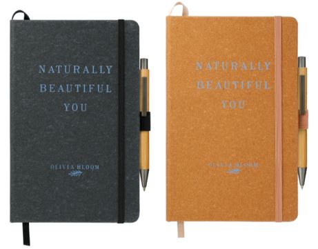 Recycled Leather Journal and Bamboo Pen Set Vegan Leather Notebook Journal set