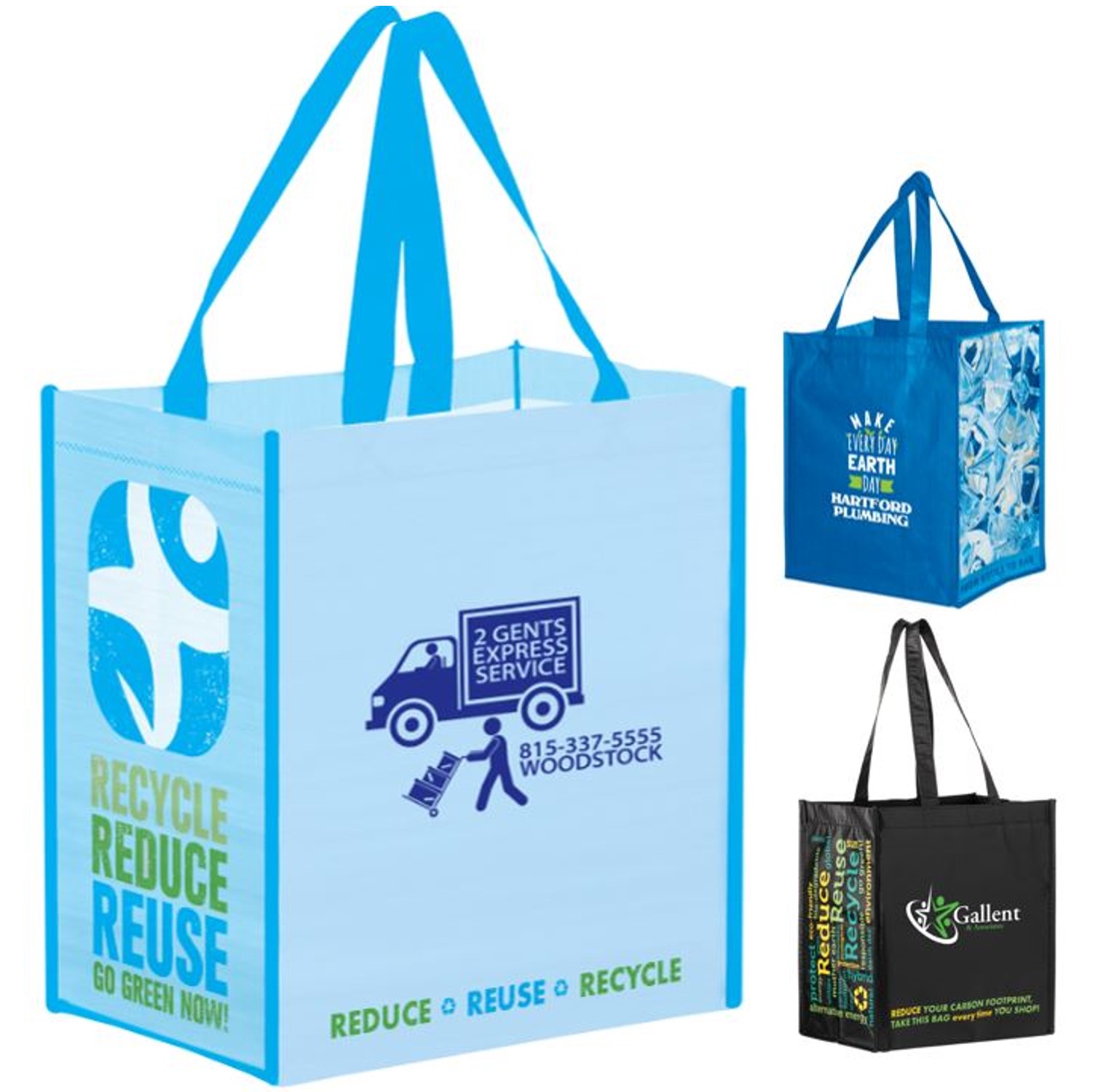 Recycled Shopping Bags | 100% Recycled Plastic | 12x8x13