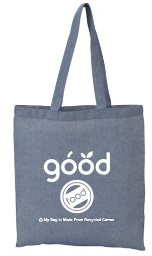 Recycled cotton tote bag custom blue