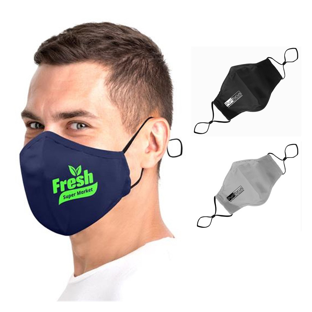 3 Ply Cotton Fitted Mask Reusable Cotton Face Mask Adjustable Ear Straps Nose Bridge