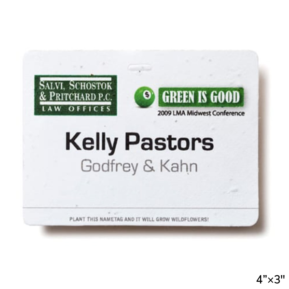Custom Name Badges Made from Plantable Seed Paper | 4 x 3