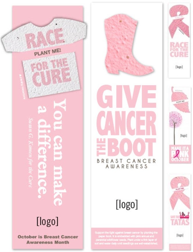 Breast Cancer Awareness Bookmark w/ Seeded Plantable Shape - Standard