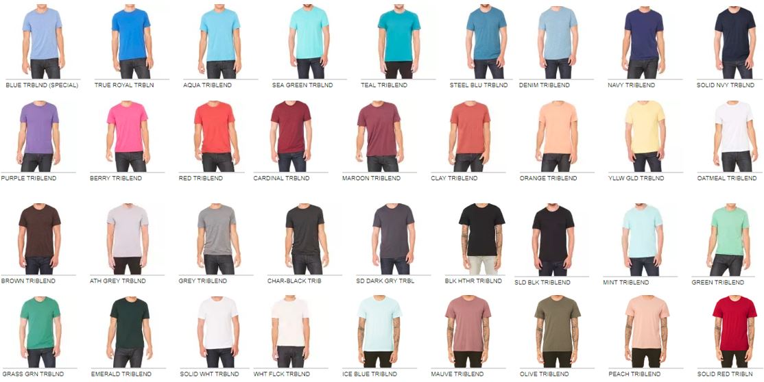 All colors eco triblend custom tshirt