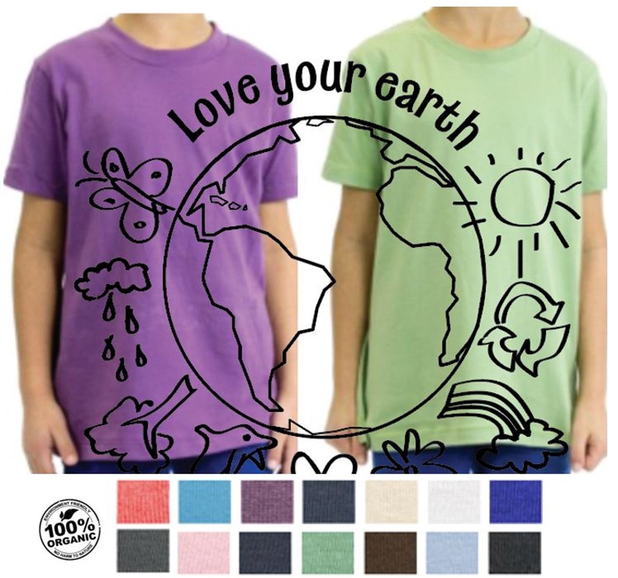Youth customizable organic cotton USA made short sleeve t-shirt