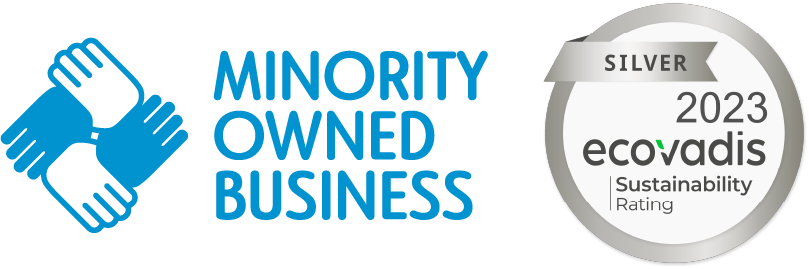 ecovadis logo and text reading minority owned business