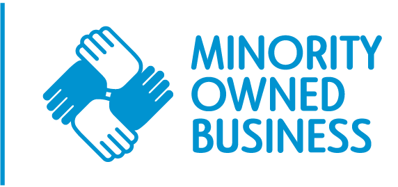 minority owned business text and ecovadis silver icon