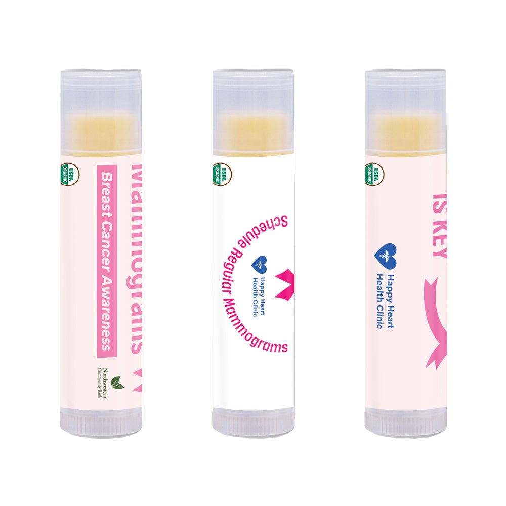 custom lip balm breast cancer awareness promotional items