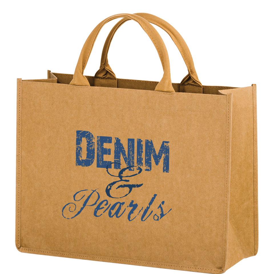 washable kraft paper tote bag contoured handles
